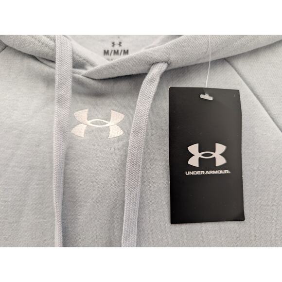 NWT Under Armour UA Rival Fleece Men's Hoodie in Black Mod Grey Medium - Picture 4 of 7